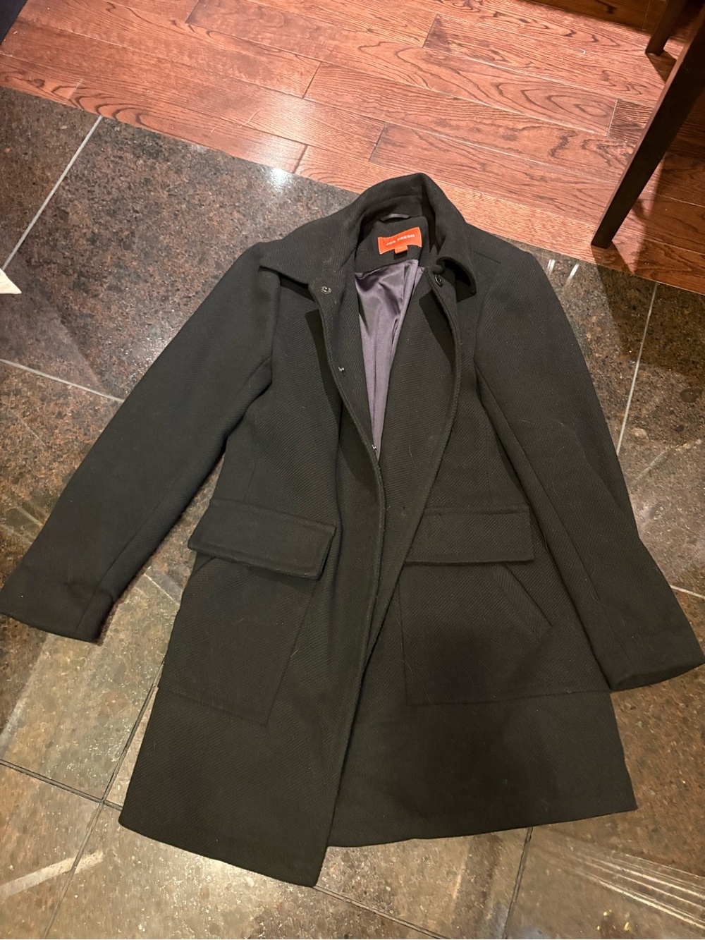 Unisex Black Wool-Blend Coat